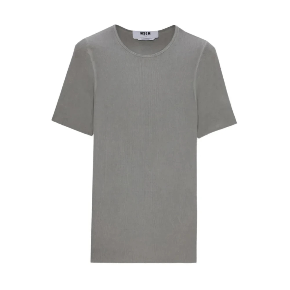 Msgm Damen Grau - Rippstrick-T-Shirt Aus Viskose - Tops - M
