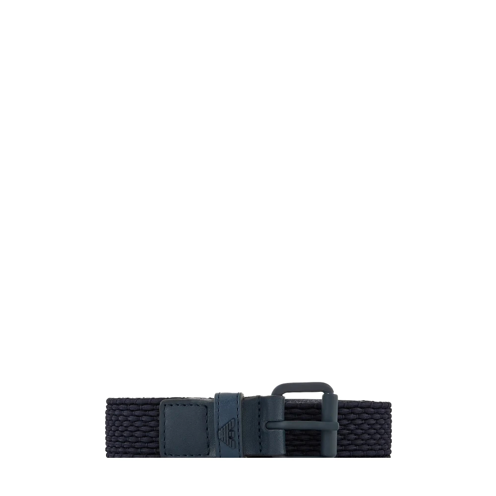 Emporio Armani Herren Blau - Gewebter Ledergürtel - Accessories - M