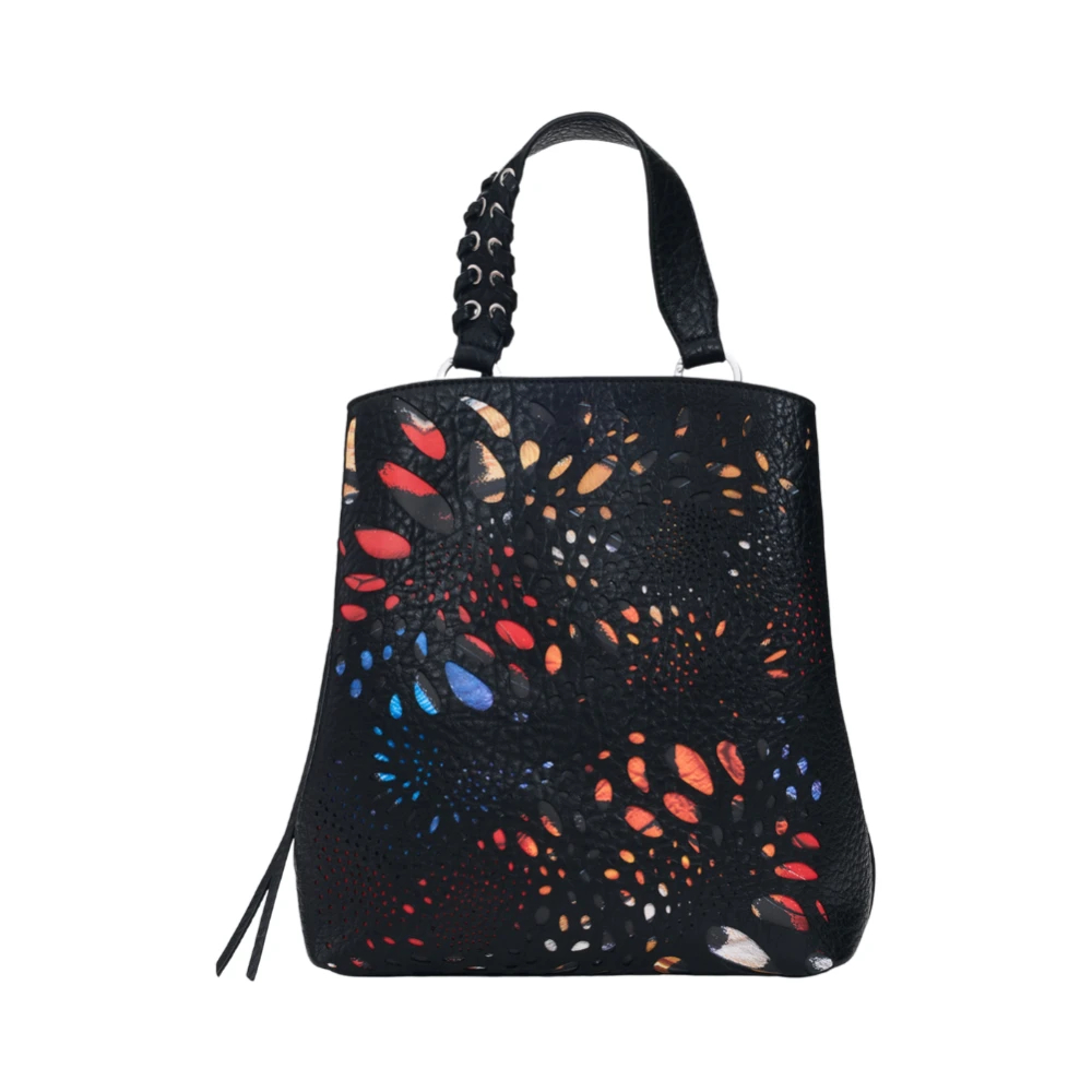 Desigual Damen Schwarz - Mini Rucksack Aus Perforiertem Kunstleder - Bags - K - One Size