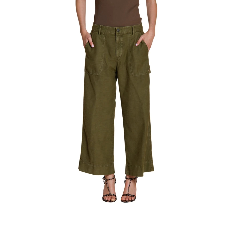 Mason's Damen Grün - Dallas Wide Cargo Pants - Trousers - S