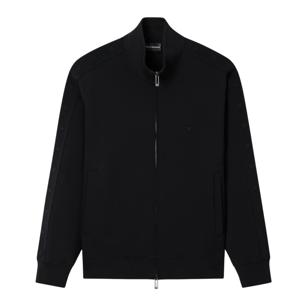 Emporio Armani Herren Schwarz - Sweatshirt Mit Durchgehendem Reißverschluss Und Micro-Adler-Band - Sweatshirts & Hoodies - K - S