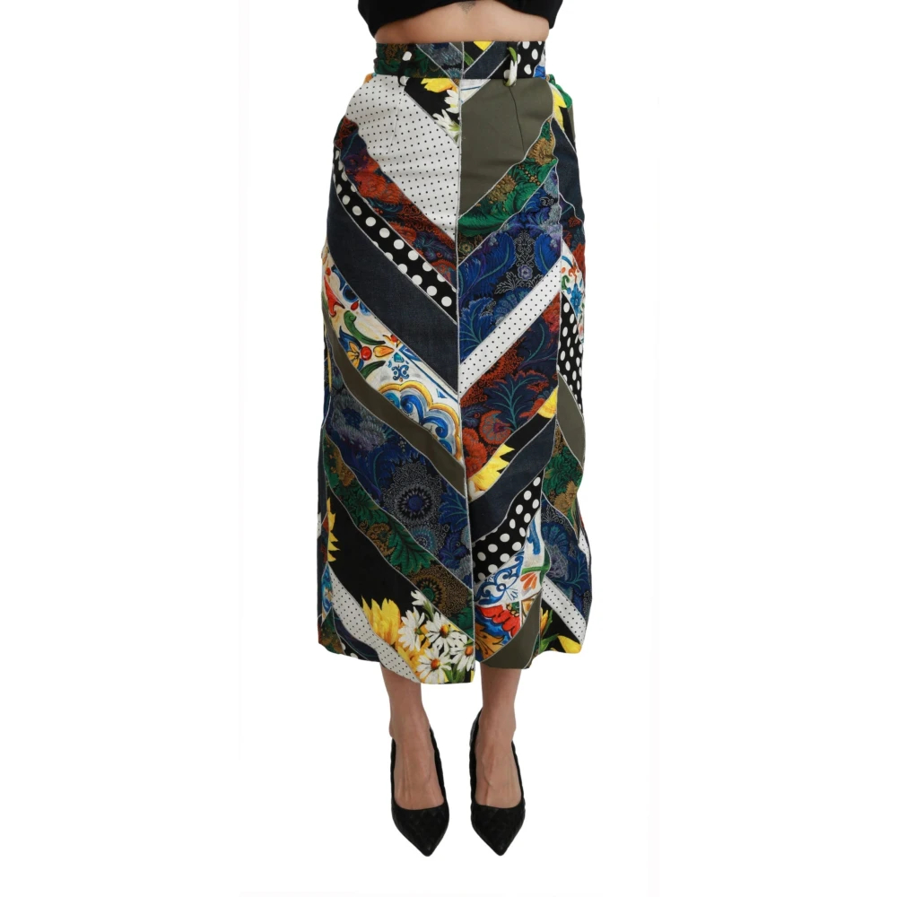 Dolce & Gabbana Damen Multicolor - Seiden-Maxirock Mit Geometrischem High-Waist-Bund - Skirts - Mehrfarbig -S