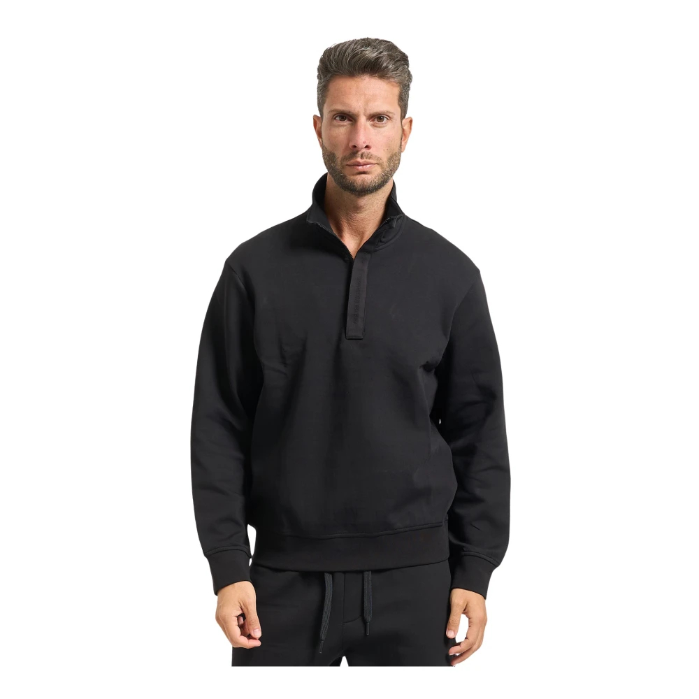 Armani Exchange Herren Schwarz - Er Sweatshirt Mit Hohem Kragen Und Halbem Reißverschluss - Sweatshirts & Hoodies - K - 2XL