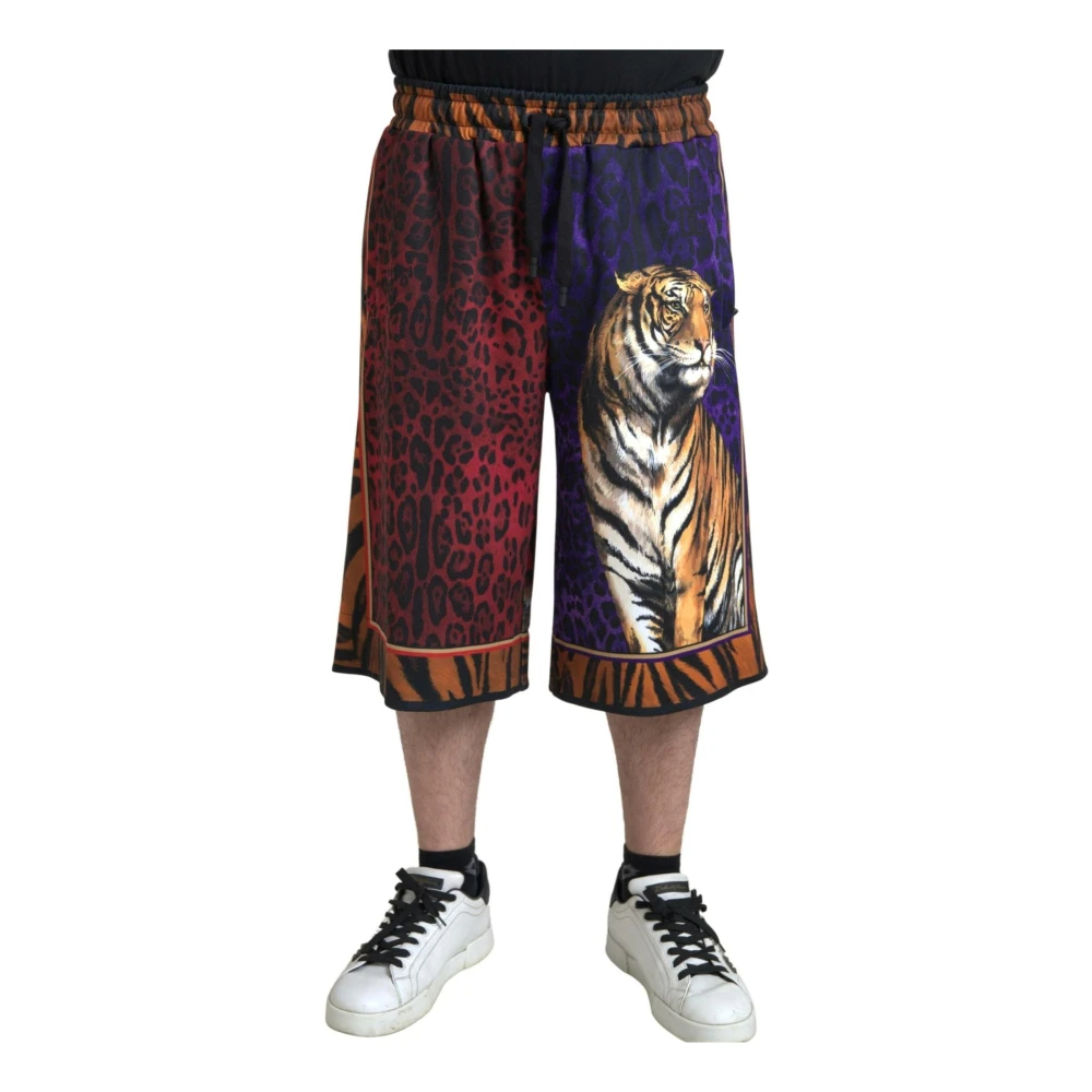 Dolce & Gabbana Herren Multicolor - Bunte Tigerprint Shorts - Shorts - Mehrfarbig - Xs