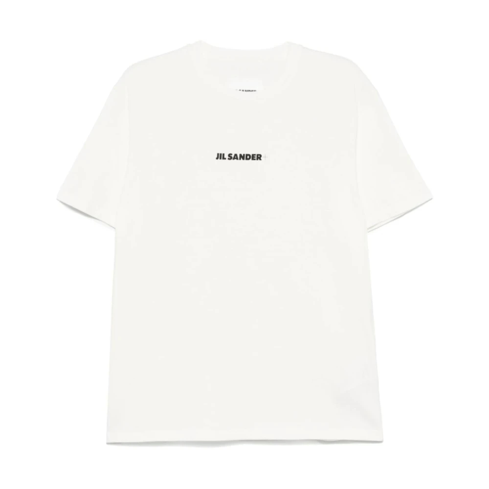 Jil Sander Herren Weiß - Logo-Print Baumwoll-T-Shirt - Tops - L