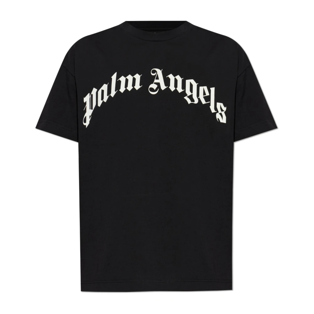 Palm Angels Herren Schwarz - Logo Print T-Shirt - Tops - K -L