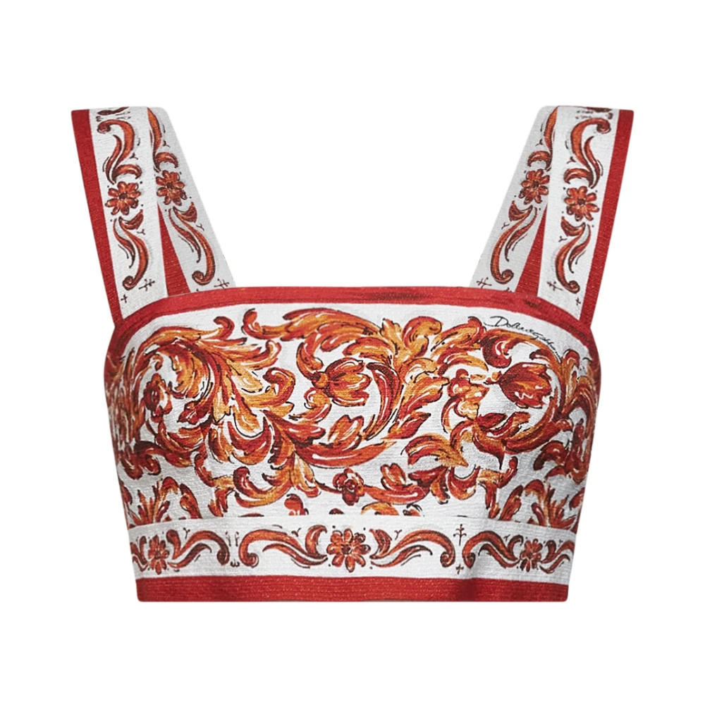 DOLCE & GABBANA | Orange Maiolica-print mat bralette top | female | 46 - Bild 3