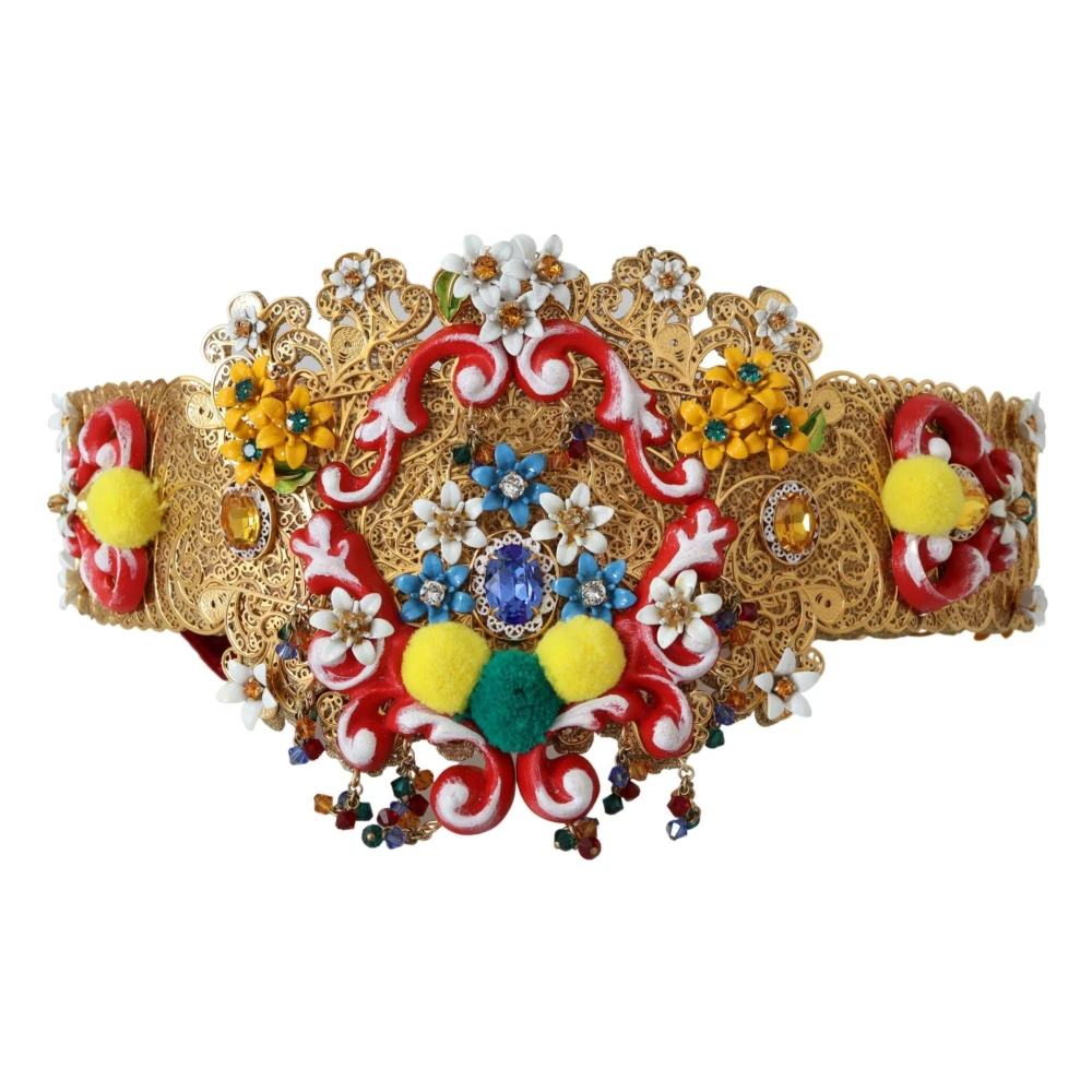 Dolce & Gabbana Damen Gelb - Kristall Taillengürtel - Accessories - M