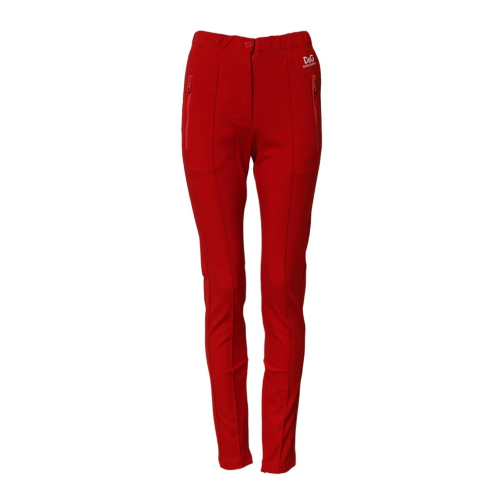Dolce & Gabbana Damen Rot - E Logo Print Slim Fit Joggers - Trousers - Xs