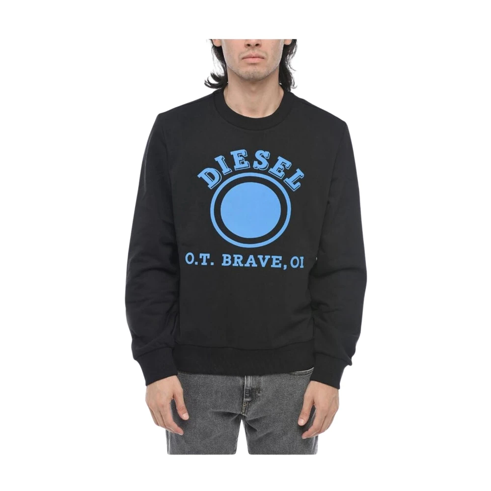Diesel Herren Schwarz - Stilvolles Logo-Print Crewneck Sweatshirt - Sweatshirts & Hoodies - K - 2XL