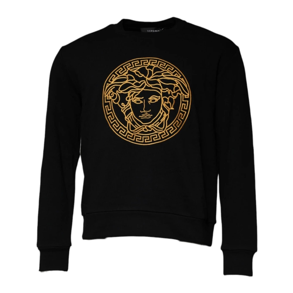 Versace Herren Schwarz - Medusa Stickerei Rundhalsausschnitt Pullover - Sweatshirts & Hoodies - K - 2XS