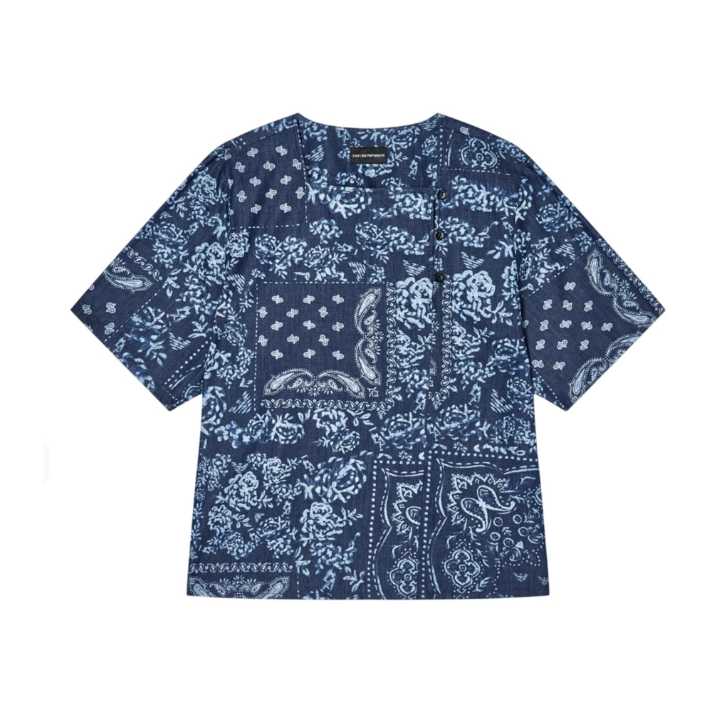 Emporio Armani - All-Over Print Chambray Shirt - Blouses & Shirts - Damen - Blau - S
