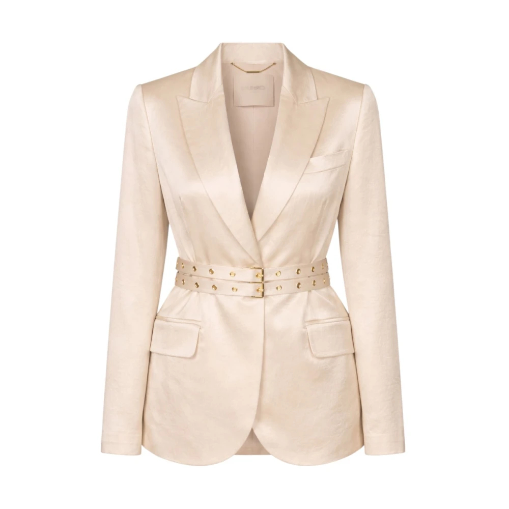 Liu Jo Damen Beige - Satin-Blazer Mit Gürtel - Jackets - M