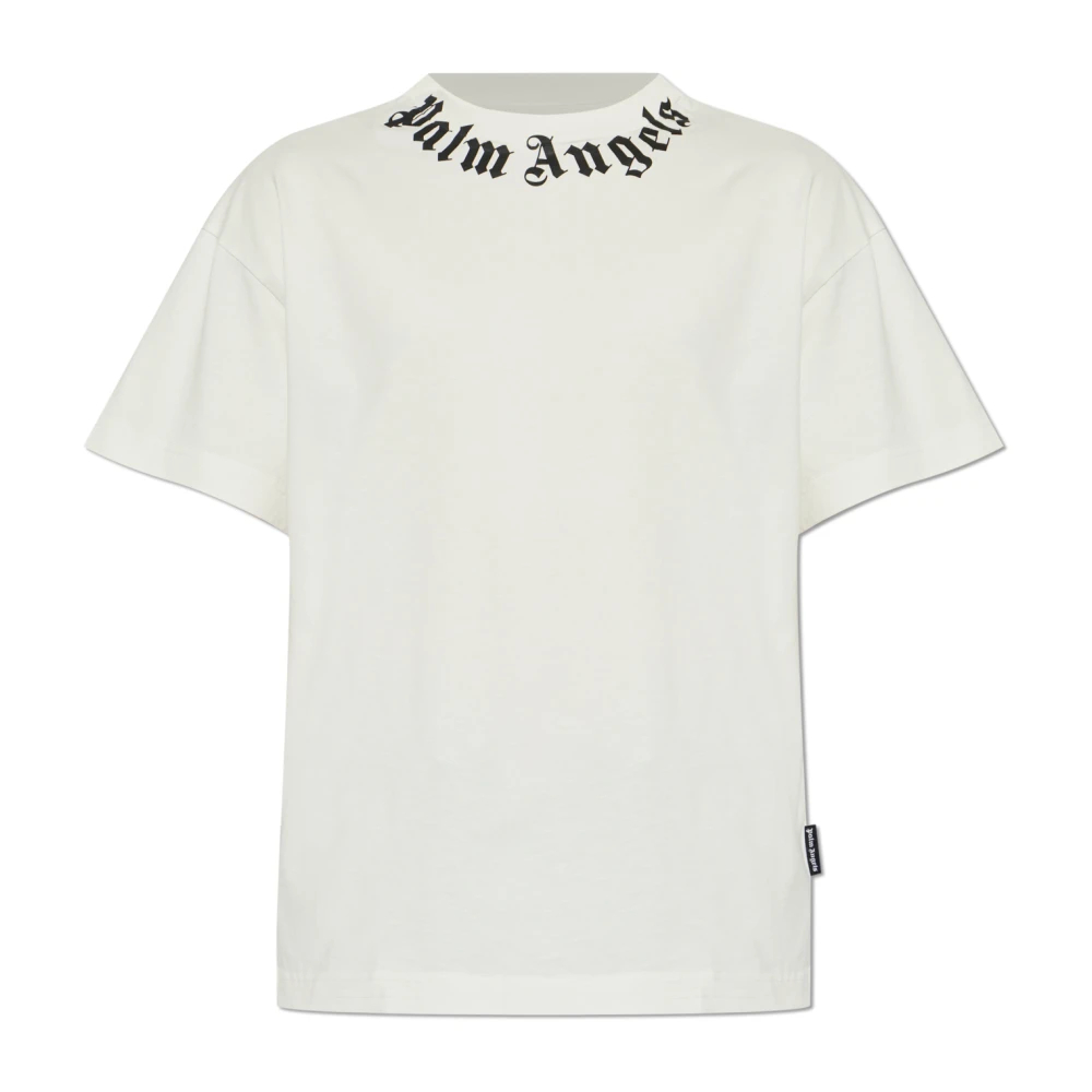 Palm Angels - Logo Print T-Shirt - Tops - Herren - Weiß - Xl
