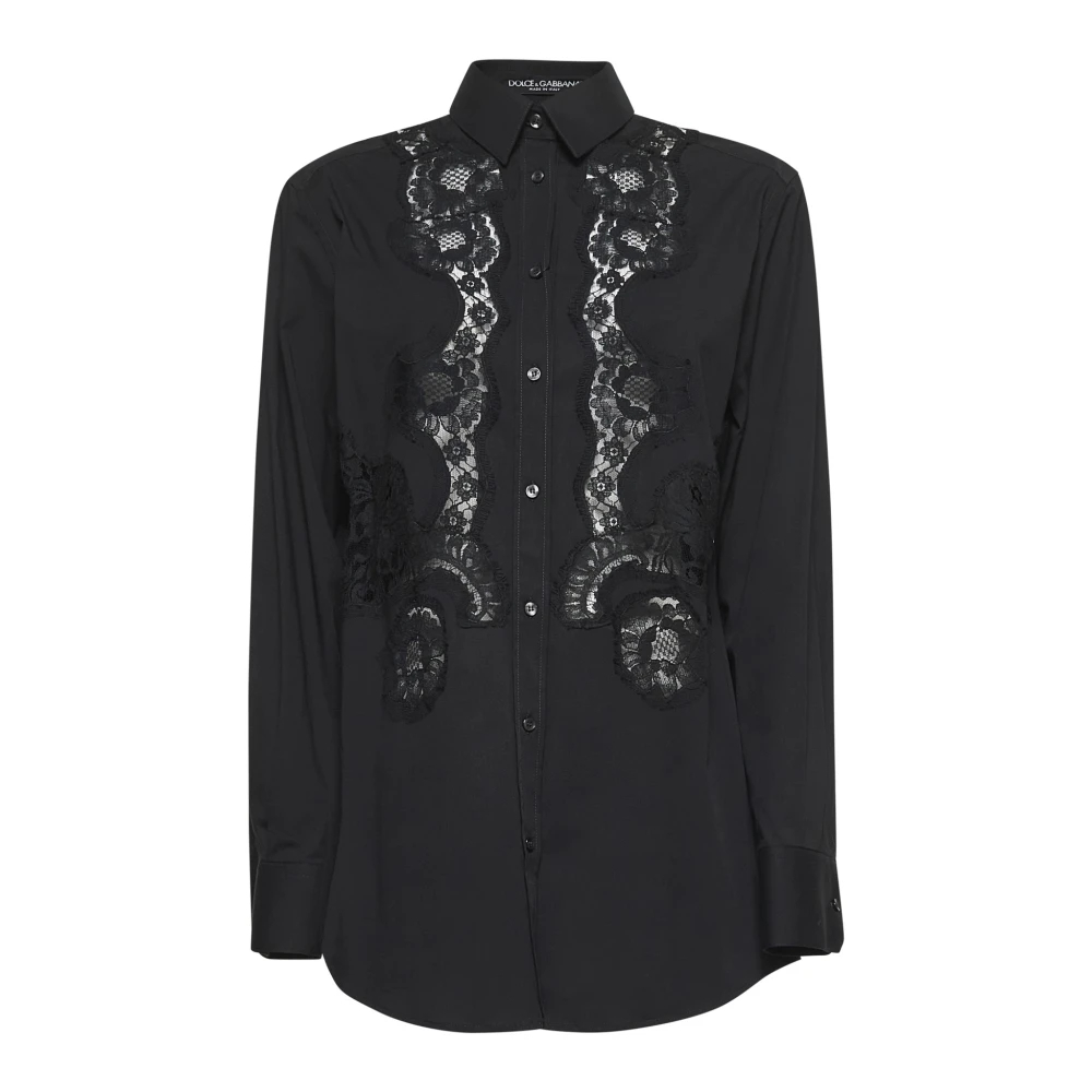 Dolce & Gabbana Damen Schwarz - E Spitzenintarsia-Hemd - Blouses & Shirts - K - S