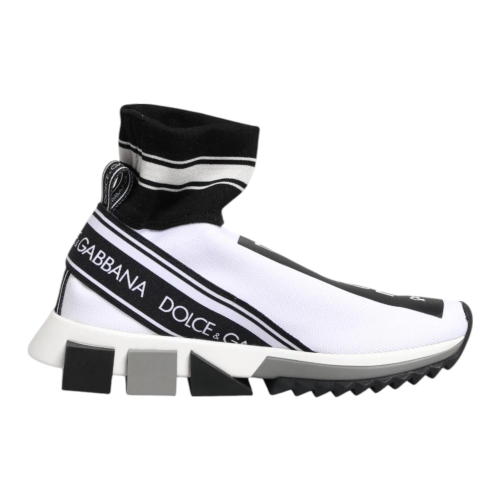 Dolce & Gabbana Damen Weiß - Schwarz Sorrento Socken Sneakers Schuhe - Shoes - 36 Eu