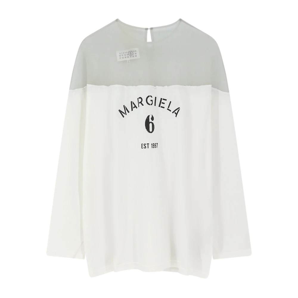 Mm6 Maison Margiela Damen Weiß - Mannequin Print Jersey Top - Sweatshirts & Hoodies - M