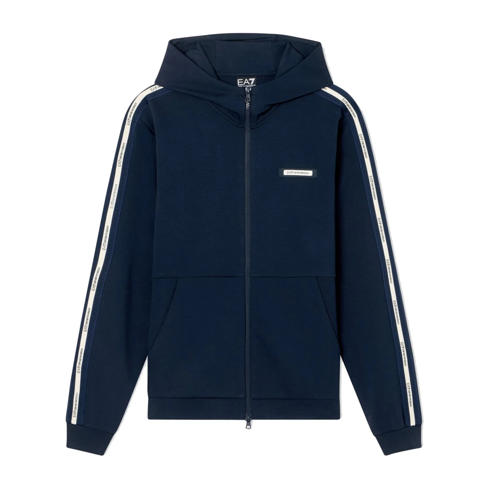 Emporio Armani Ea7 Herren Blau - Logo Series Interlock Kapuzenpullover - Sweatshirts & Hoodies - M