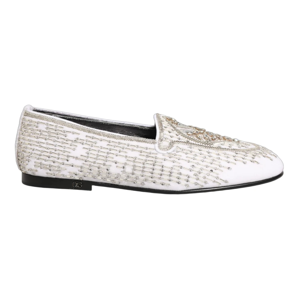 Dolce & Gabbana Herren Weiß - Satinverzierte Kleider-Loafer - Shoes - 41 Eu