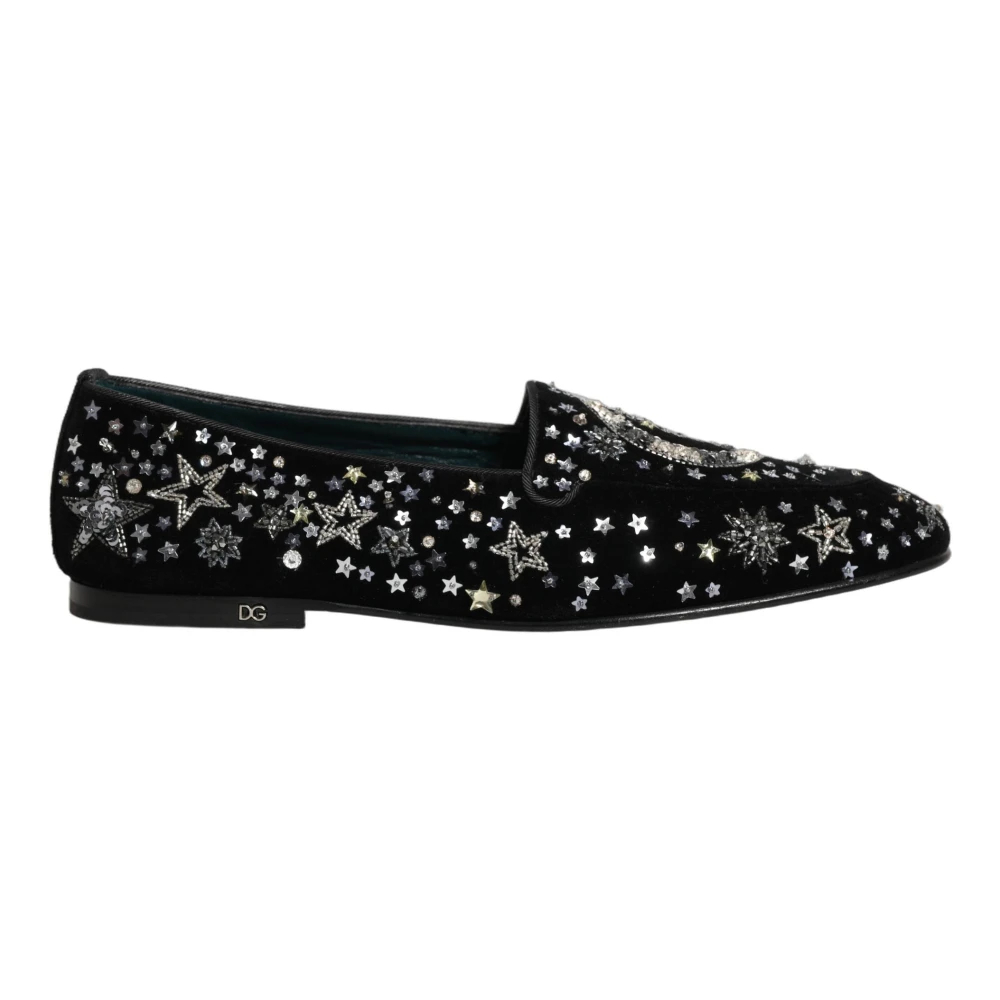 Dolce & Gabbana Herren Schwarz - Kristallverzierte Kleidungs-Loafer - Shoes - K - 44 Eu