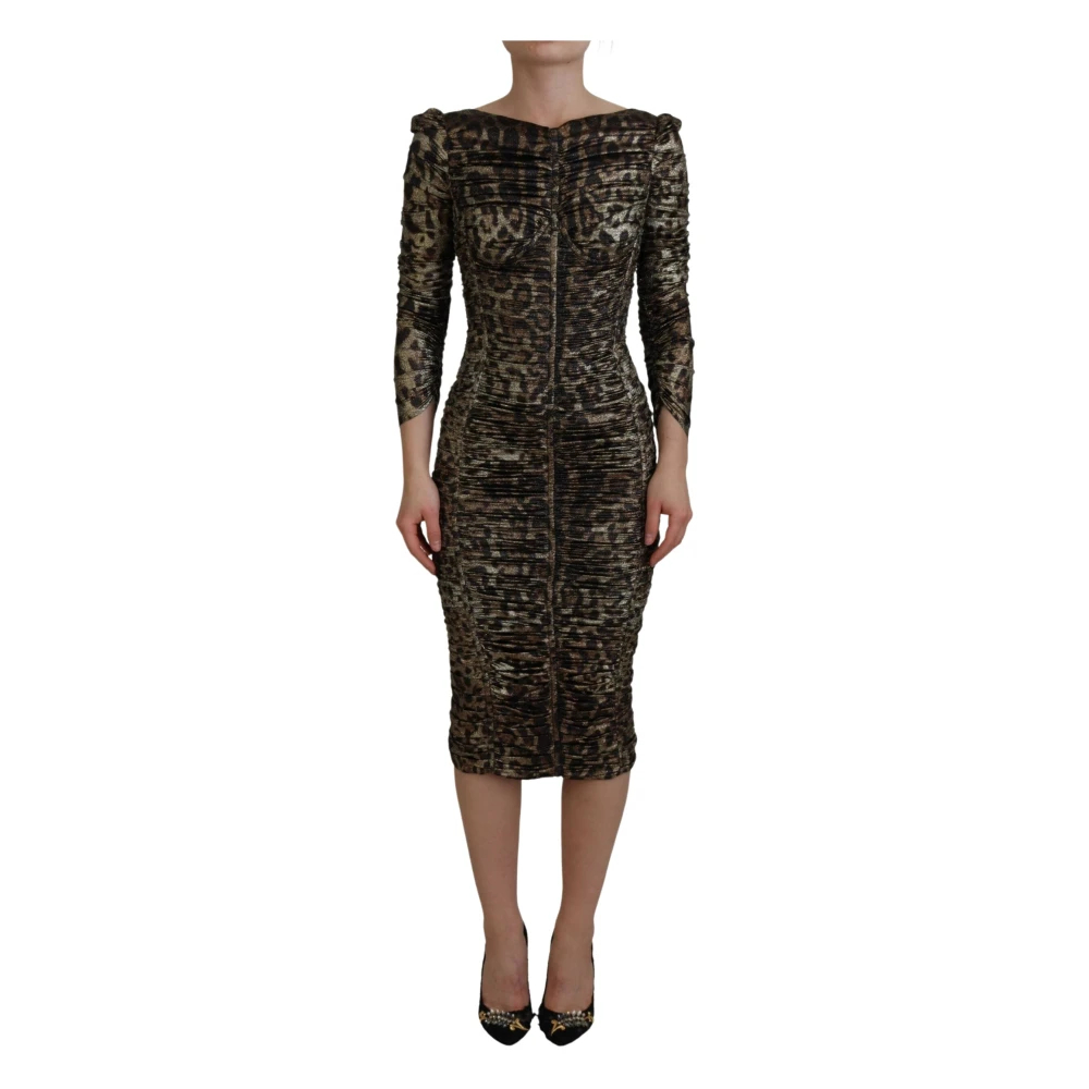 Dolce & Gabbana Damen Multicolor - Leopard Bodycon Sheath Midi Kleid - Dresses - Mehrfarbig - Xs