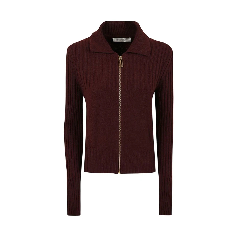 Victoria Beckham - Gerippter Cardigan Mit Reißverschluss - Knitwear - Damen - Rot - M - Bild 6