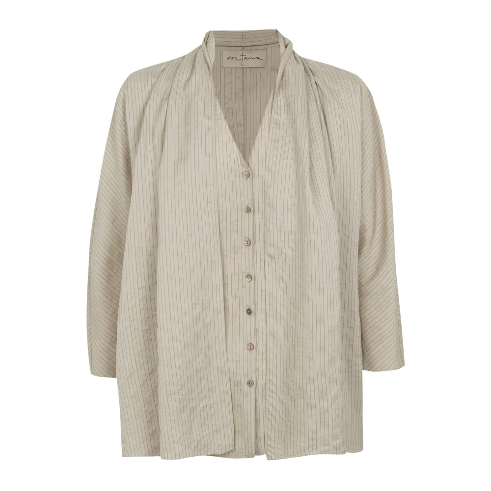 Cortana Damen Grau - Frances- Seidentop Mit Zimtstreifen - Blouses & Shirts - M