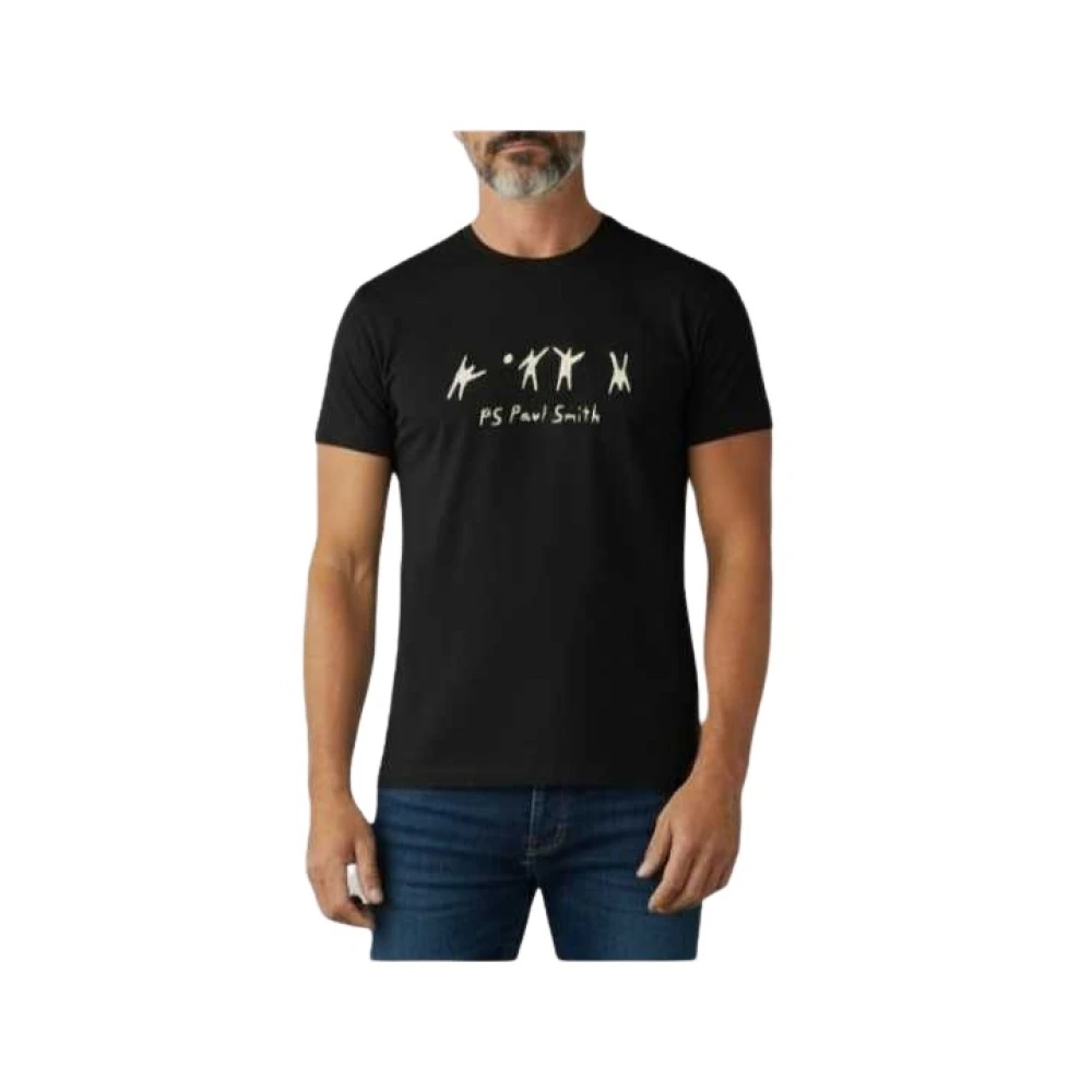 Paul Smith Herren Schwarz - Volleyball Print T-Shirt - Tops - K - L