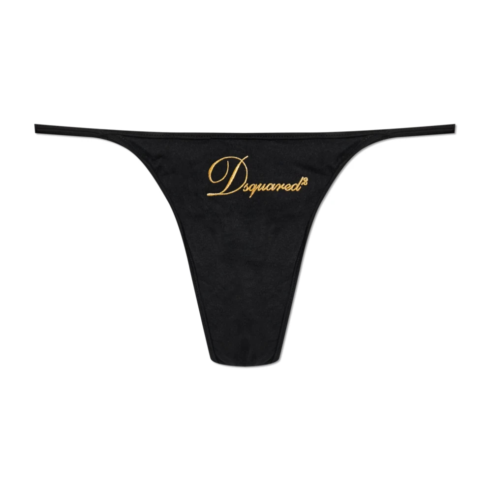 Dsquared2 Damen Schwarz - Slips Mit Gesticktem Logo - Underwear - K - 2XL