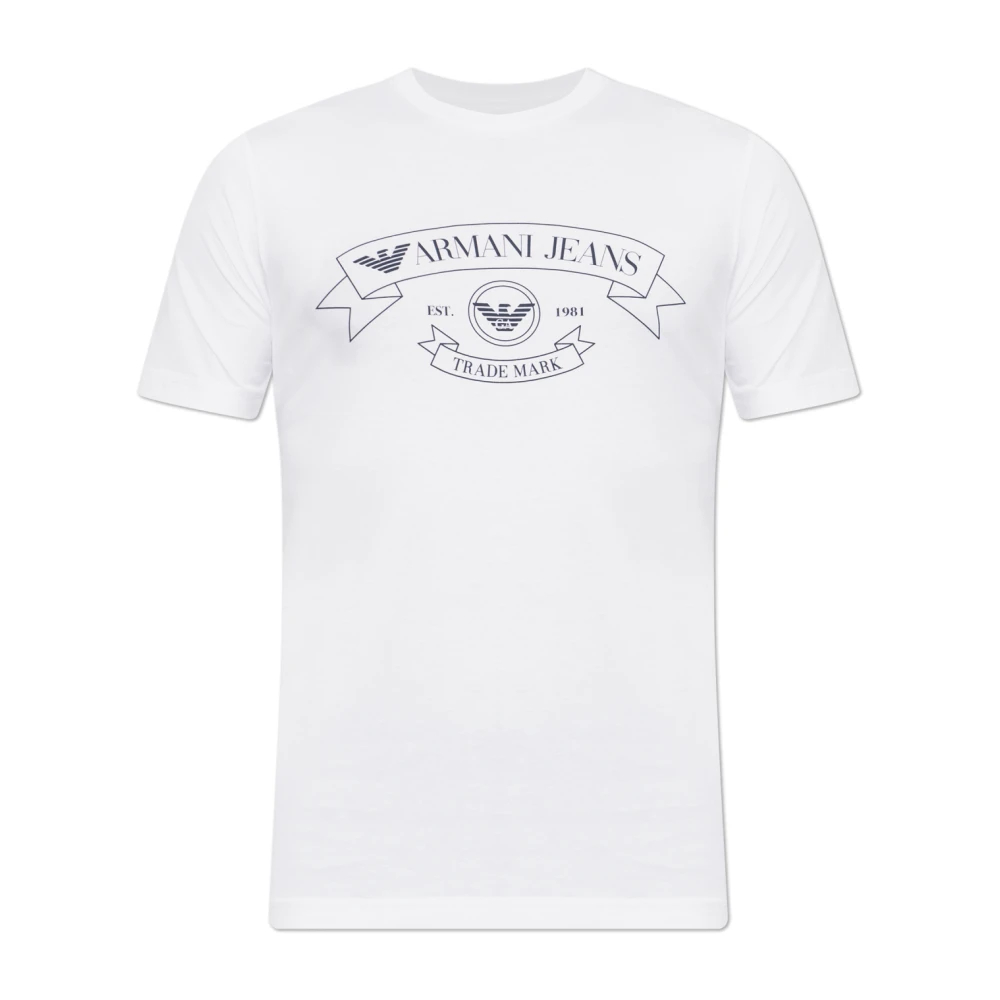 Emporio Armani Herren Weiß - Print Jersey T-Shirt - Tops - L