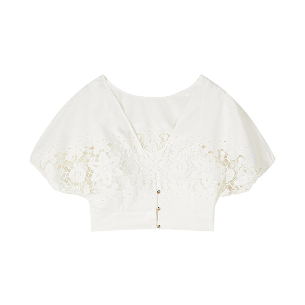 Patrizia Pepe Damen Weiß - Macramé-Spitzentop - Blouses & Shirts - S