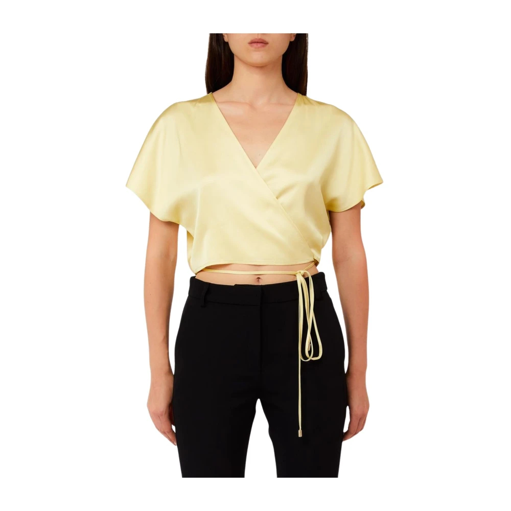 Liu Jo Damen Gelb - Satin-Wickeloberteil - Blouses & Shirts - M