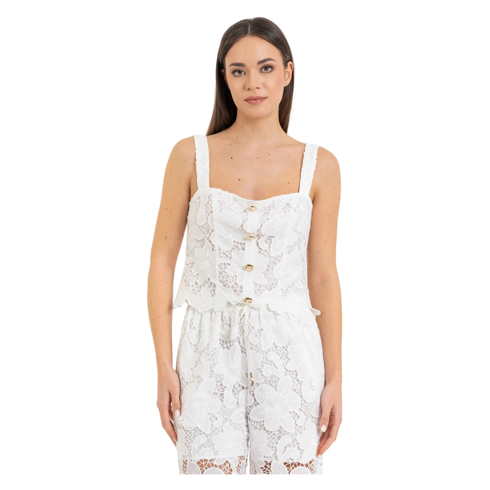 Kocca Damen Weiß - Macramé-Spitzentop - Tops - M