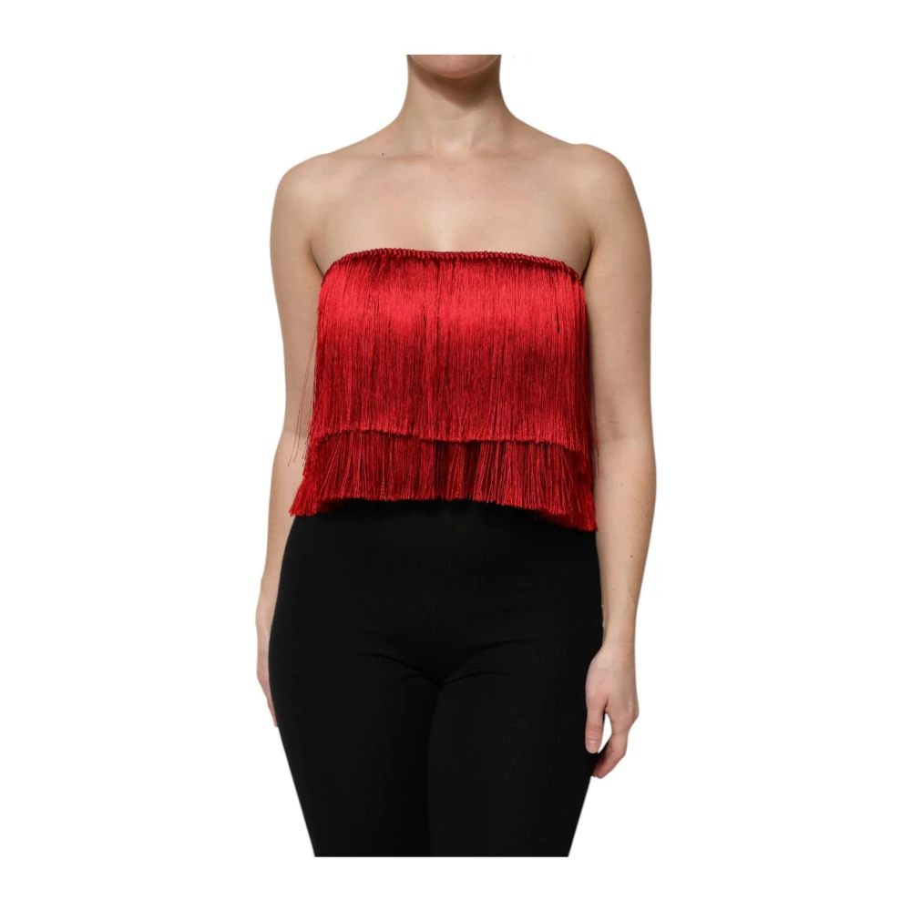 Dolce & Gabbana Damen Rot - Es Seidenfransentop - Tops - S