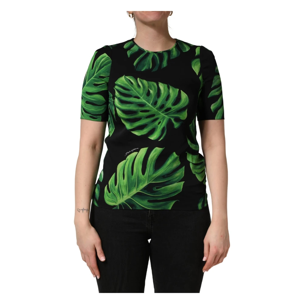 Dolce & Gabbana Damen Grün - Philodendron Print Seidenbluse - Tops - Xs