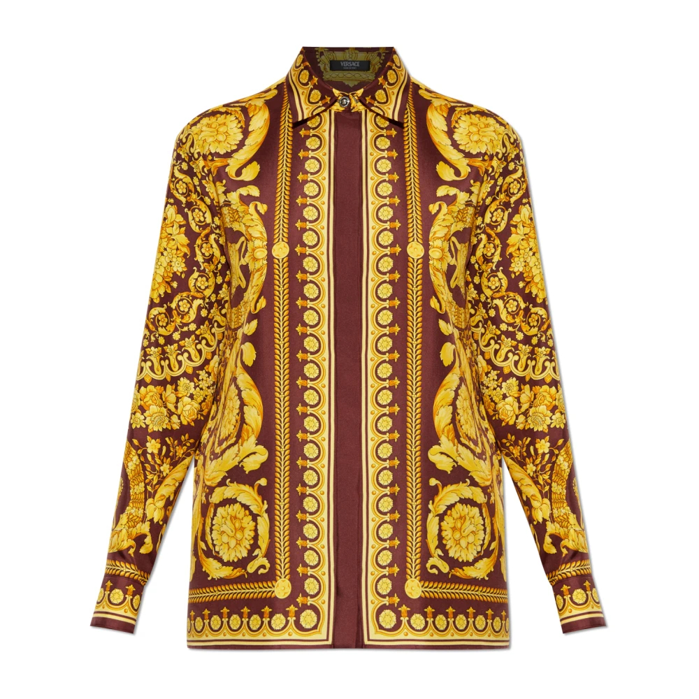 Versace Damen Gelb - Barocco Print Seidenhemd - Blouses & Shirts - L