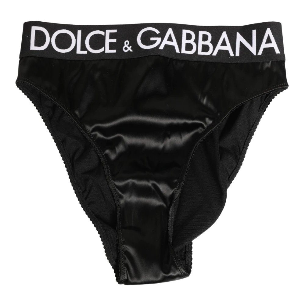 Dolce & Gabbana Damen Schwarz - Satin High-Waist Brief - Underwear - K - S
