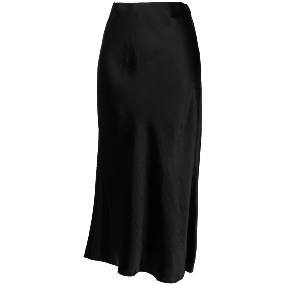 Vince Damen Schwarz - Satin Side-Slit Slip Skirt - Skirts - K - Xl