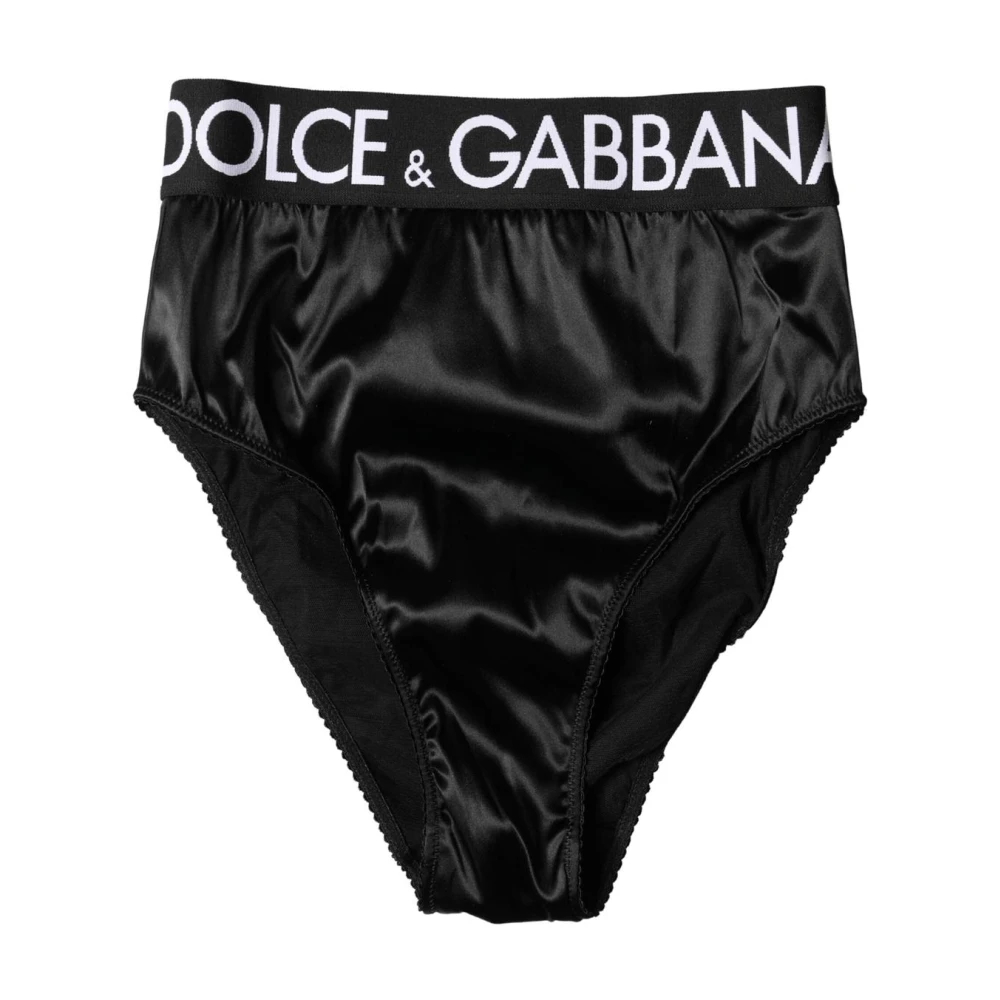Dolce & Gabbana Damen Schwarz - High-Waist Satin Brief - Underwear - K - S