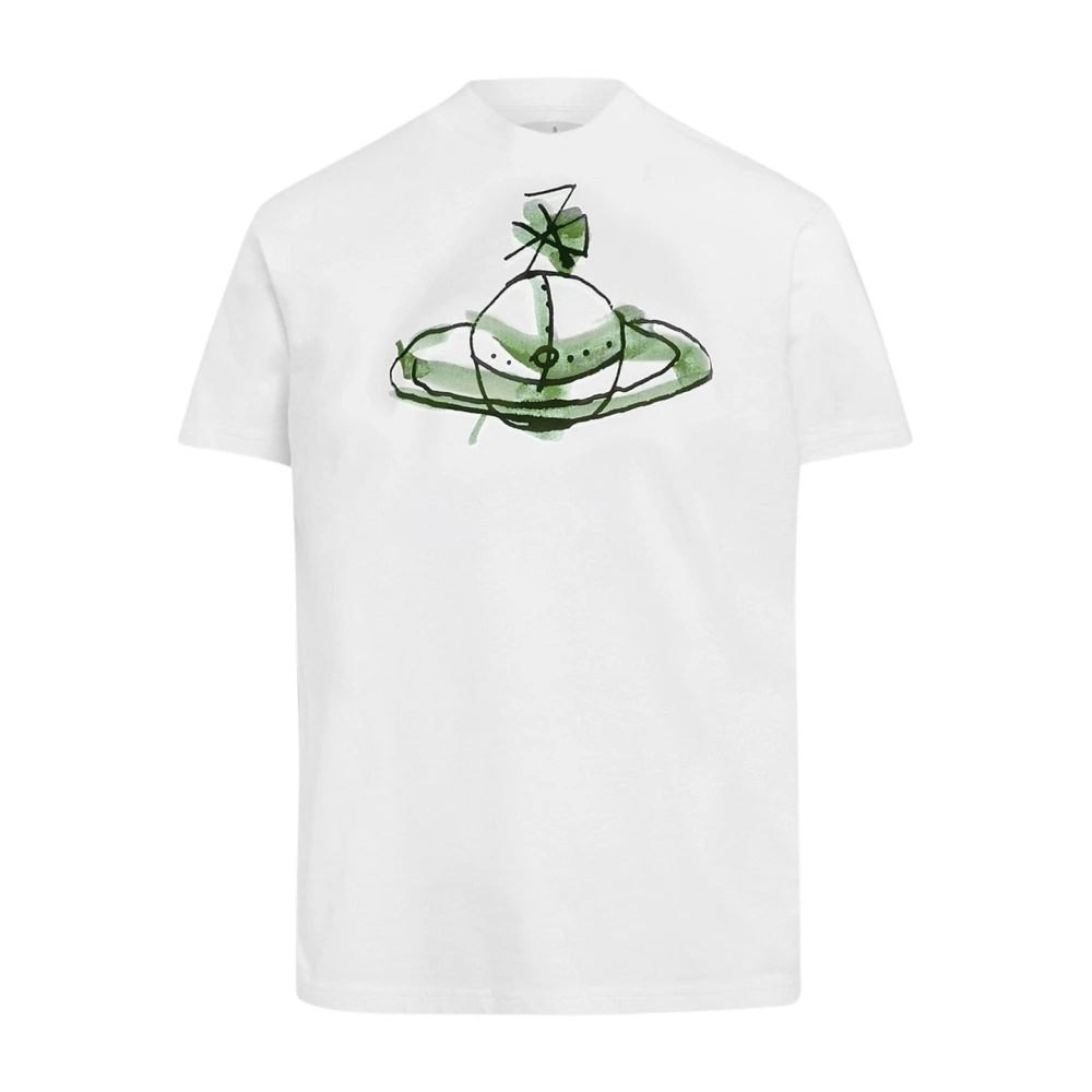 Vivienne Westwood - Gezeichneter Orb Klassisches Weißes T-Shirt - Tops - Herren - Weiß - M