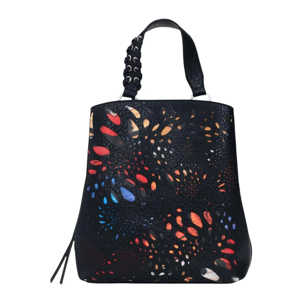 Desigual - Mini Rucksack Aus Perforiertem Kunstleder - Bags - Damen - Schwarzk - One Size - Bild 8