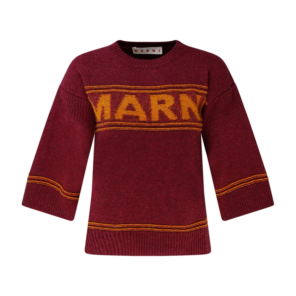 Marni Damen Braun - Intarsia Logo Pullover - Knitwear - 2XS