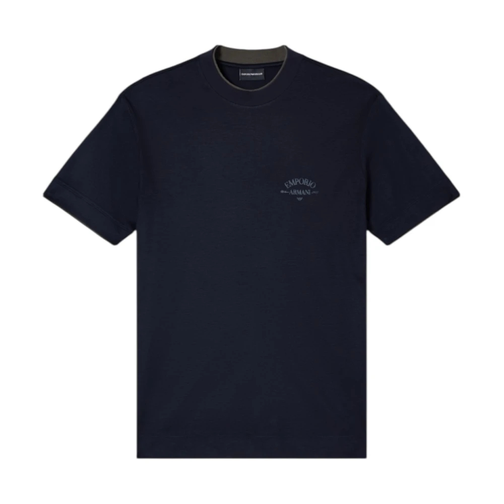 Emporio Armani Herren Blau - Asv T-Shirt Aus Lyocell-Mischgewebe Mit Kontrastierenden Details - Tops - 2XL