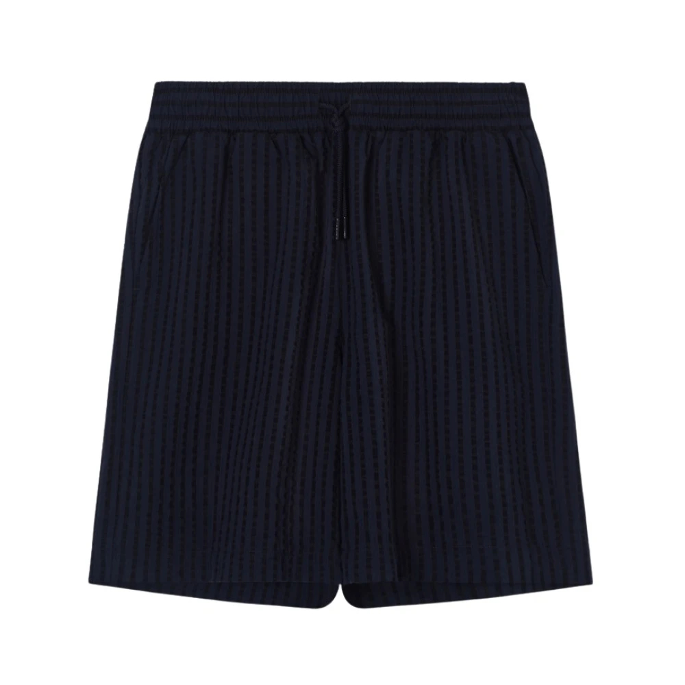 Emporio Armani Herren Blau - Bermuda-Shorts Aus Lyocell-Seersucker-Mischgewebe - Shorts - M