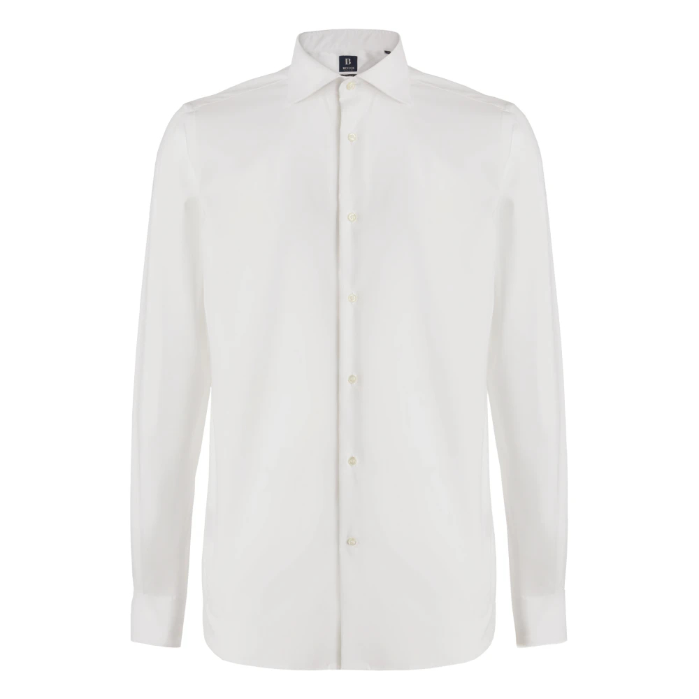 Boggi Milano Herren Weiß - Long Fit Pinpoint Baumwollhemd - Shirts - 2XL