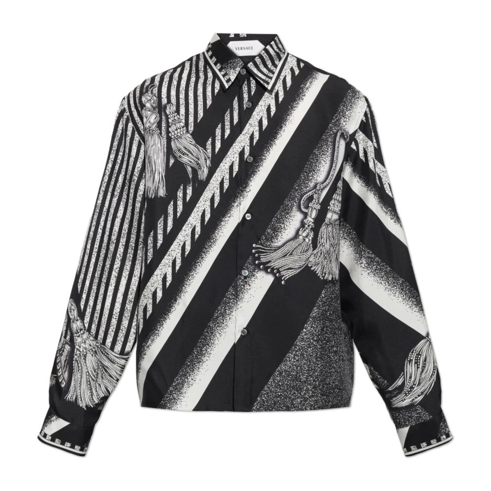 Versace Herren Schwarz - Seidenhemd Mit Print - Shirts - K - 2XL