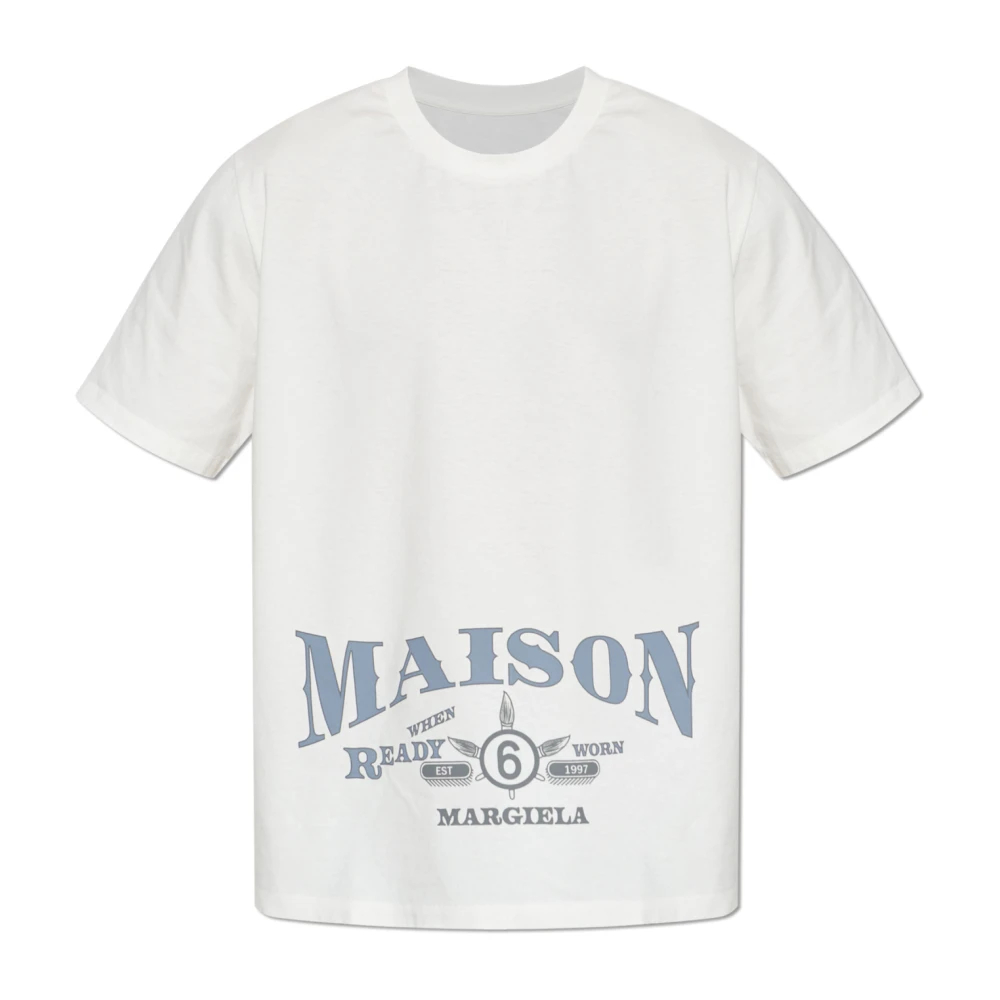Mm6 Maison Margiela Herren Weiß - T-Shirt Mit Print-Logo - Tops - M