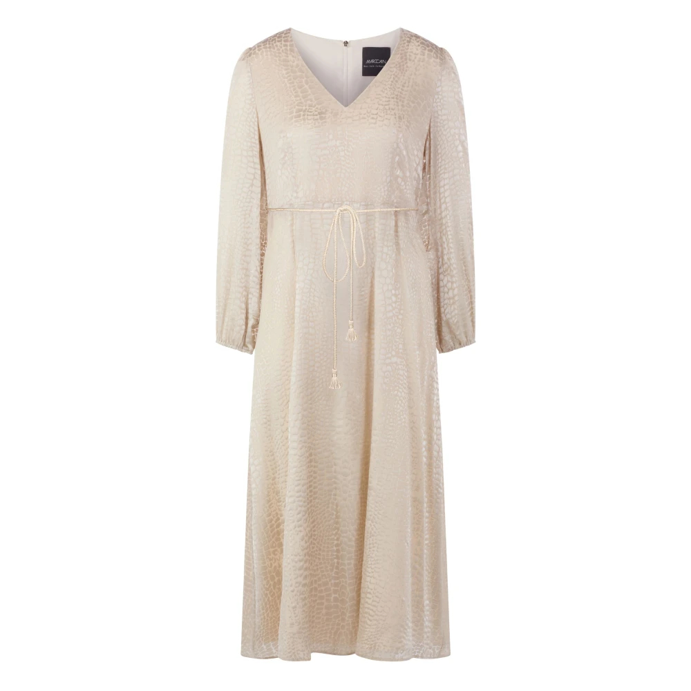 Marc Cain Damen Beige - Dévoré-Satin-Kleid Mit Leo-Muster - Dresses - L