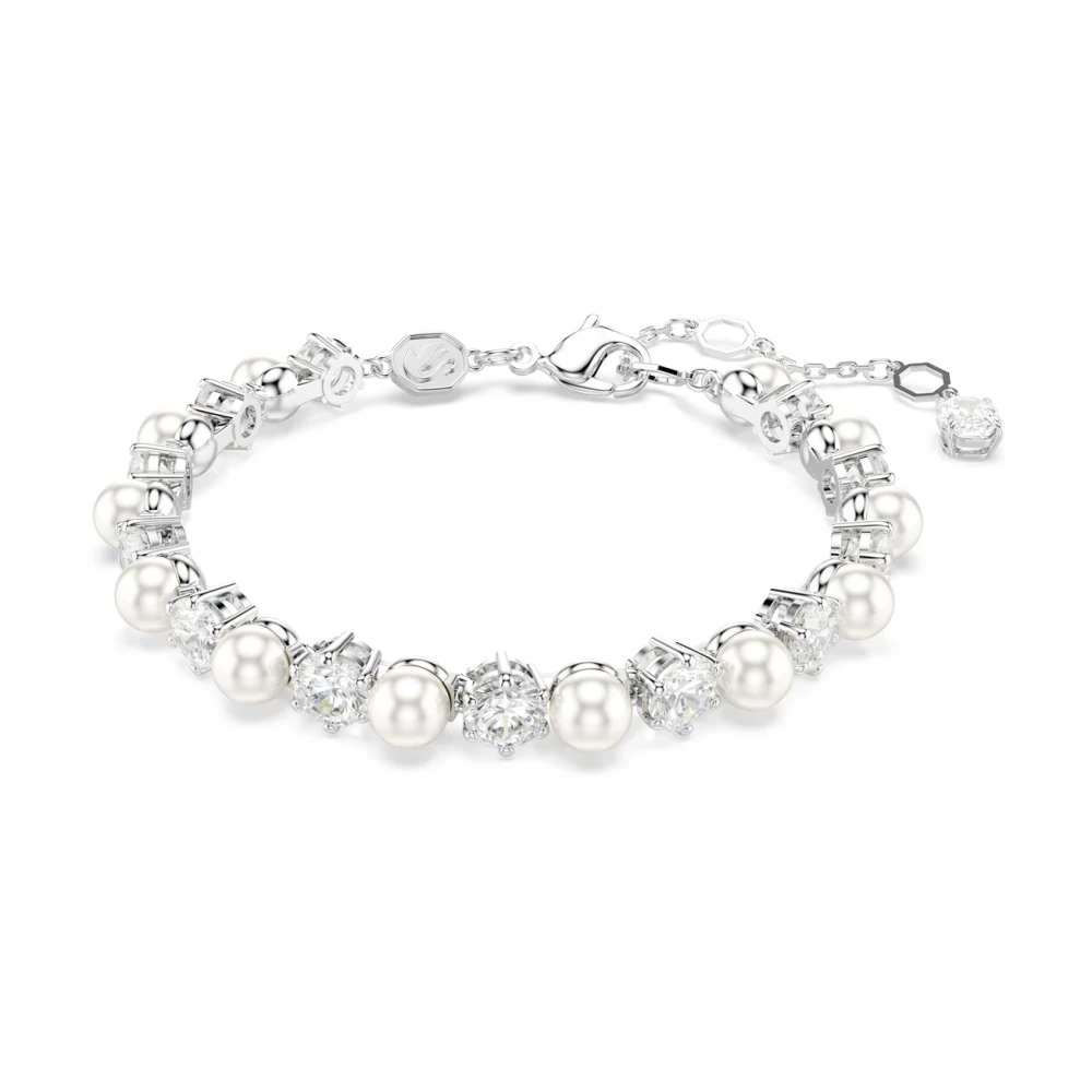 Swarovski Damen Weiß Armband "Schmuck Geschenk Matrix Tennis Armkette", Silber (Metallfarben, Kristall, Kristallweiß), Armbänder, Metall Perl... - Bild 6
