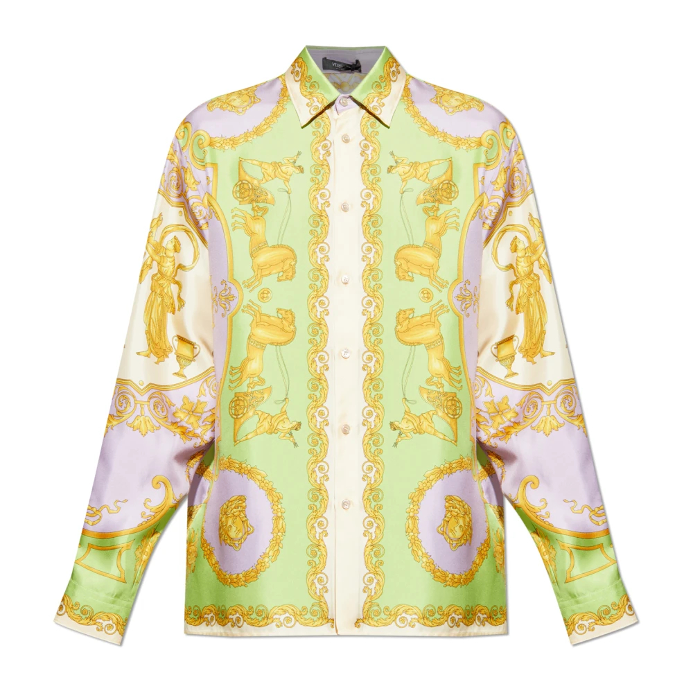 Versace Herren Multicolor - Seidenhemd Mit Print - Shirts - Mehrfarbig -L